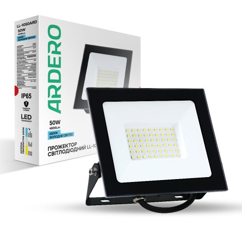 Светодиодный прожектор Ardero LL-1050ARD 50Вт 6500K IP65 черный