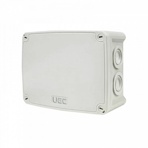 Коробка монтажная для открытой установки 146х105х65 мм (наруж.162х122х68 мм) IP66 со скобами серая UEC JB-146-105-065-GF-IP66-GR