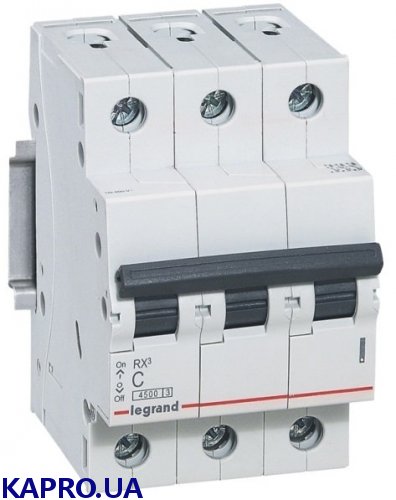 Выключатель автоматический 3-п Legrand RX³ C 63A (419714)