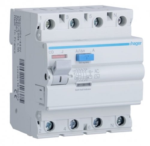 Дифференциальное реле 4-полюса Hager CD426J 25/0,03А
