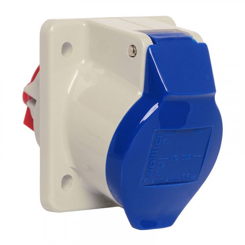 Розетка панельная наклонная 2P+PE 16А 250В IP44 Walther 510306