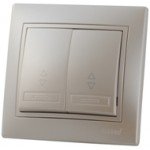 Вимикач прохідний подвійний Lezard Mira, крем (701-0303-106)