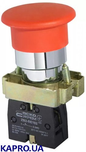 Кнопка грибок XB2-BC42 (d 40 мм) Стоп червона АСКО-УКРЕМ A0140010031
