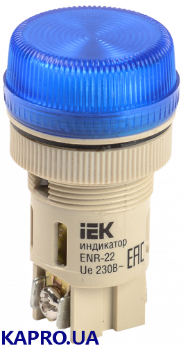 Лампа ENR-22 сигнальная d=22мм синий неон/240В цилиндр IEK BLS40-ENR-K07