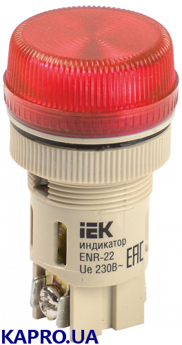 Лампа ENR-22 сигнальная d=22мм красный неон/240В цилиндр IEK BLS40-ENR-K04
