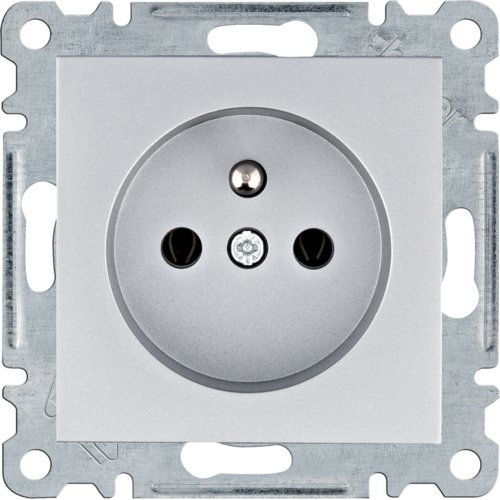 Розетка с центральным з/к Hager Lumina WL1022 серебряная