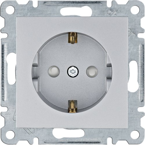 Розетка з з/к з захистом контактів Hager Lumina WL1062 срібна