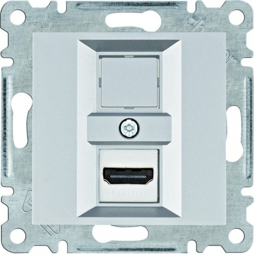 Розетка HDMI Hager Lumina WL2612 серебряная