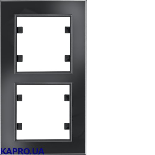 Рамка 2Х вертикальная Hager Lumina-Passion WL9121 черное стекло
