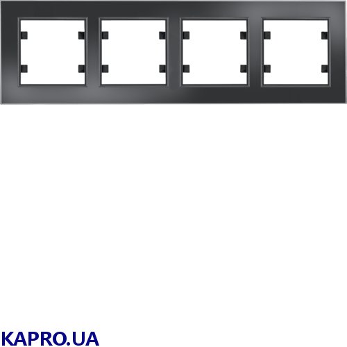 Рамка 4Х горизонтальная Hager Lumina-Passion WL9241 черное стекло
