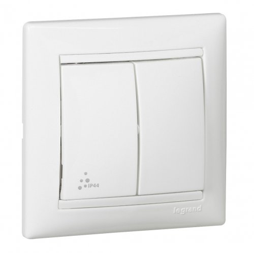 Переключатель на два направления двухклавишный IP44 Legrand Valena 770098 белый