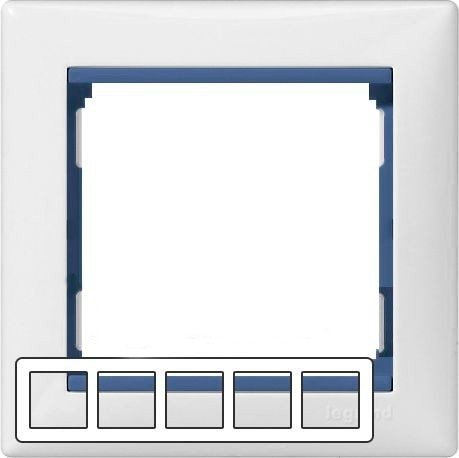 Рамка 5Х Legrand Valena 774275 білий/синій  Рамка 5Х Legrand Valena 774275 білий/синій