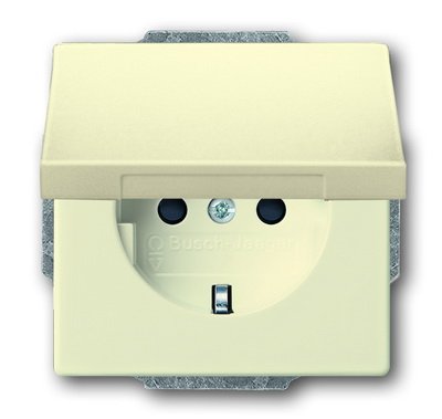 Розетка с заземлением и крышкой ABB Solo/Carat/Future linear/Dynasty 20 EUK-82 слоновая кость
