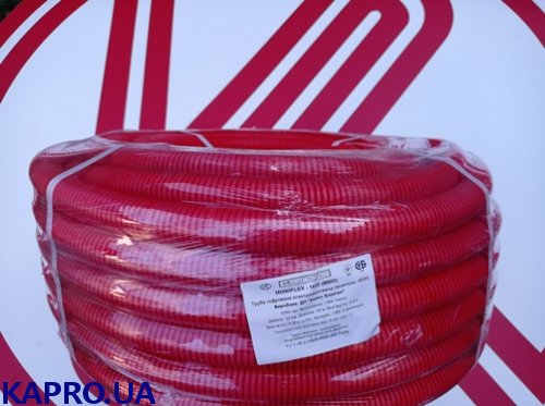 Труба гофрированная ПВХ с протяжкой MONOFLEX усиленная (500 H/5см) Kopos D 25/1425 B50D красная