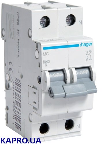 Выключатель автоматический 1P+N 6kA Hager MC550A C 50A