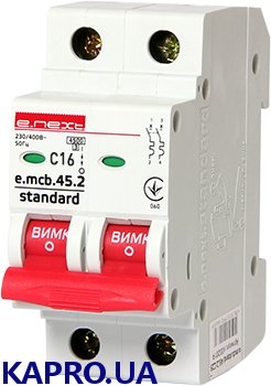Выключатель автоматический e.mcb.stand.45.2.C16, 2р, 16А, C, 4,5 кА E.Next s002017