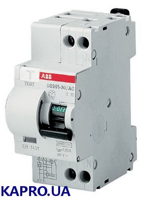 Диференційний автоматичний вимикач 2-полюса DS951 C 40/0,03А ABB 16021419
