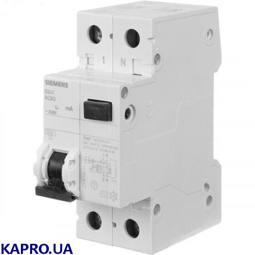 Диференційний автоматичний вимикач 2-полюса C 10/0,03А Siemens 5SU1353-1KK10