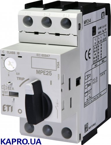 Автомат захисту електродвигуна 3-п MPE25-4,0 ETI 004648008