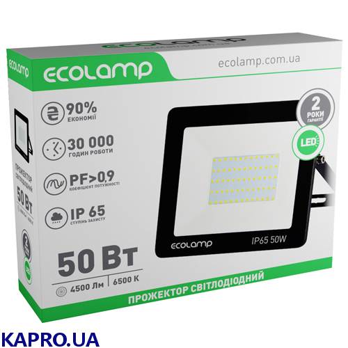 Світлодіодний LED прожектор ECOLAMP 50W 6500K IP65