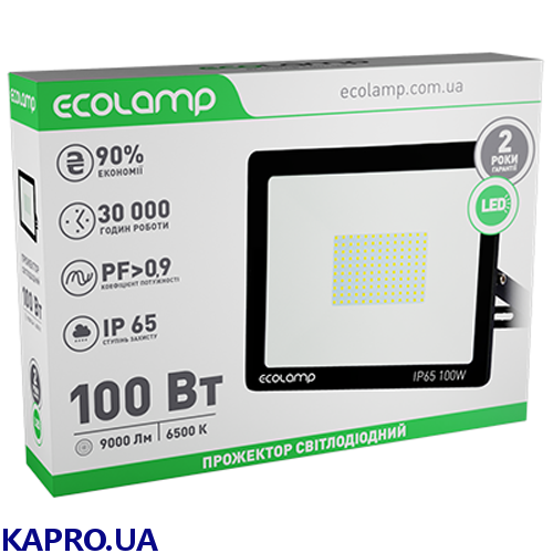 Светодиодный LED прожектор ECOLAMP 100W 6500K IP65
