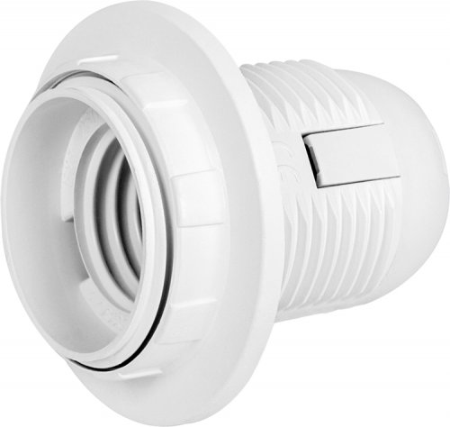Патрон пластиковий e.lamp socket with nut.E27.pl.white, Е27 з гайкою, білий E.Next s9100016
