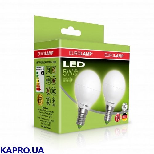 Лампа светодиодная LED ЕКО G45 5W E14 4000K акция 1+1 EUROLAMP MLP-LED-G45-05144(E)