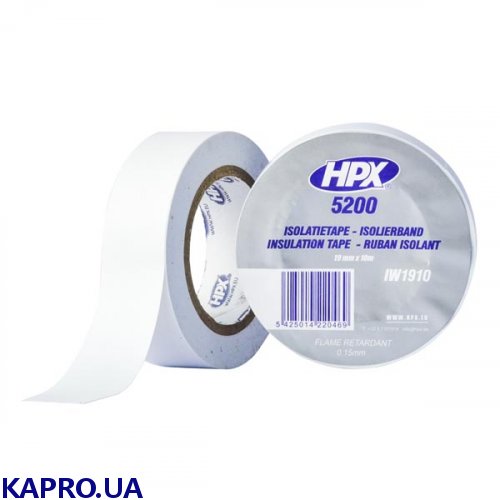 Профессиональная изоляционная лента HPX 5200 IW1910 19мм х 10м белая