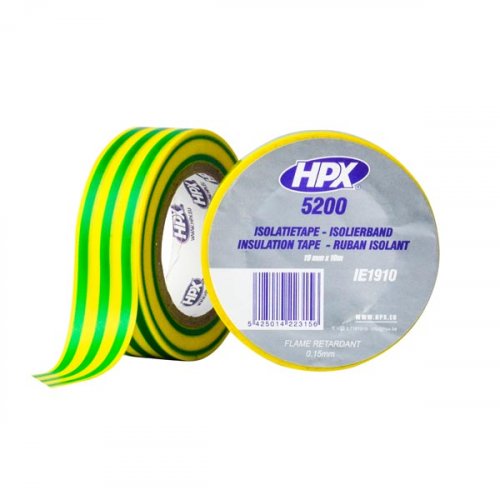 Професійна ізоляційна стрічка HPX 5200 IE1910 19мм х 10м жовто-зелена
