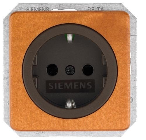 Розетка із заземленням та шторками Delta Natur вишня Siemens 5UB1674