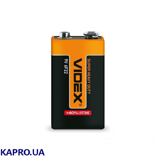 Батарейка солевая Videx 6F22/9V (Крона) 1шт SHRINK