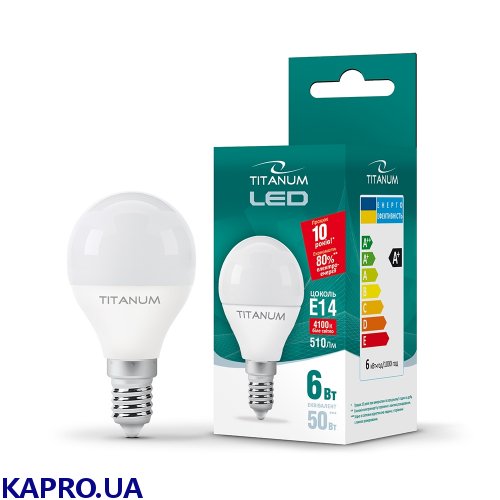 Лампа світлодіодна TITANUM G45 6W E14 4100K