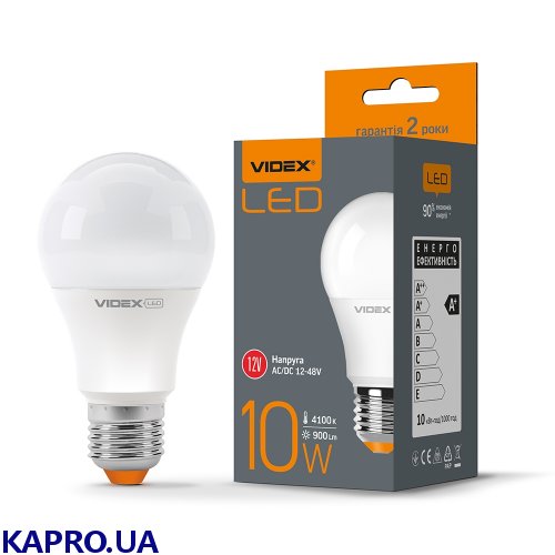 Лампа светодиодная VIDEX A60e 12V 10W E27 4100K (VL-A60e12V-10274)