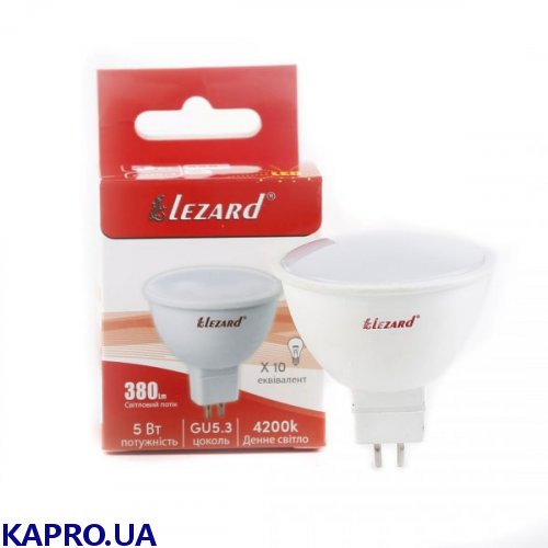 Лампа LED GU5,3 220V MR16 5,0W/4200 Lezard 442-MR16-05