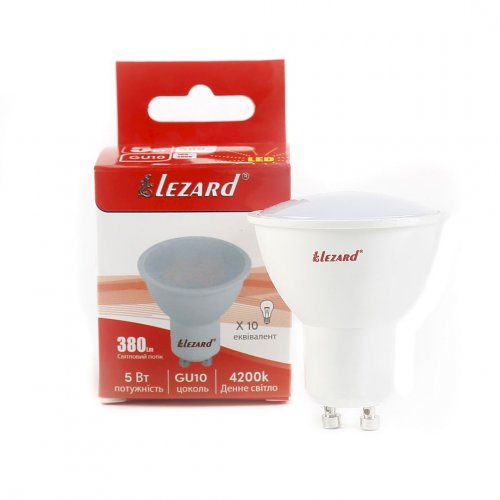Лампа LED GU10 220V MR16 5,0W/4200 Lezard 442-GU10-05