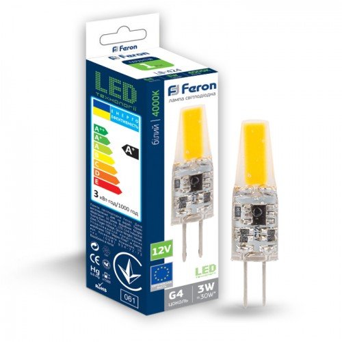 Лампа світлодіодна Feron LB-424 3W COB 12V G4 4000K