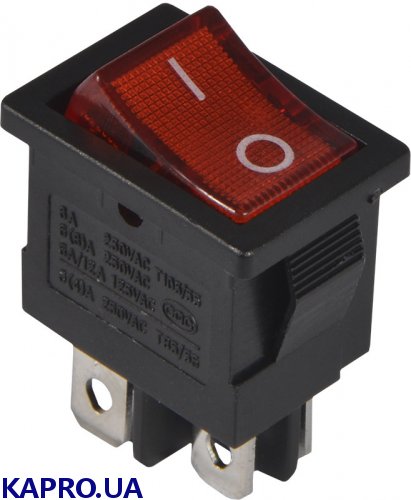 Переключатель клавишный KCD1-4-201N R/B с подсветкой красный АСКО-УКРЕМ A0140040062