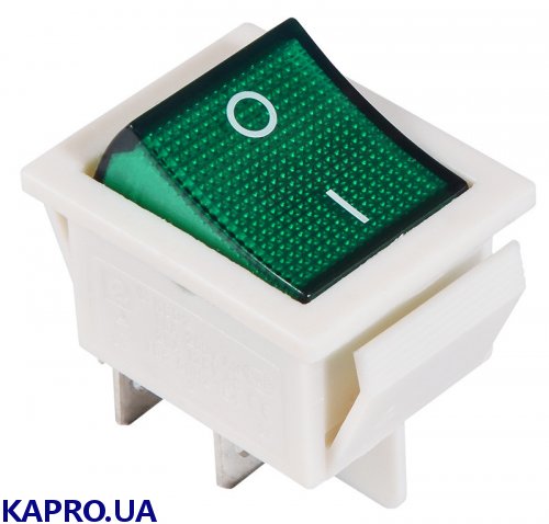 Переключатель клавишный KCD2-201N GR/WH с подсветкой зеленый АСКО-УКРЕМ A0140040104