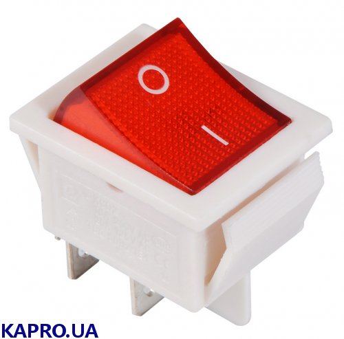 Перемикач клавішний KCD2-201N R/WH з підсвічуванням червоний АСКО-УКРЕМ A0140040105