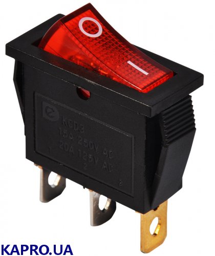 Переключатель клавишный KCD3-101N R/B с подсветкой красный АСКО-УКРЕМ A0140040027