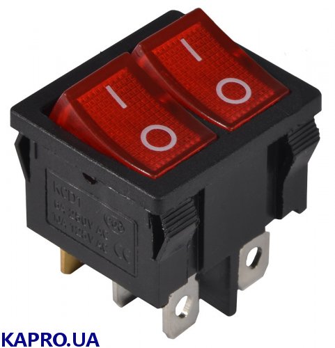 Переключатель клавишный KCD1-6-2101N R/B с подсветкой красный АСКО-УКРЕМ A0140040084