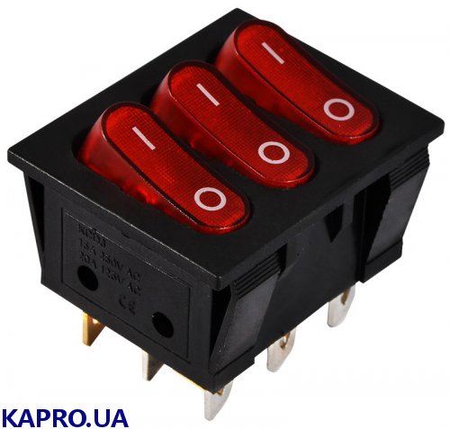 Переключатель клавишный KCD2-3101N R/B с подсветкой красный АСКО-УКРЕМ A0140040120