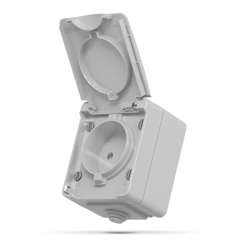 Розетка без заземления с крышкой BINERA IP65 VIDEX VF-BNW21-G