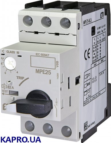 Автомат защиты электродвигателя 3-п MPE25-6,3 ETI 004648009