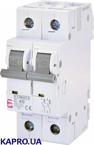 Выключатель автоматический 2-п C40А Etimat 6 AC ETI 2143520