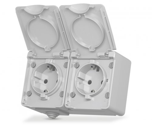 Розетка с крышкой двойная BINERA IP65 VIDEX VF-BNW22G-G  Розетка с крышкой двойная BINERA IP65 VIDEX VF-BNW22G-G