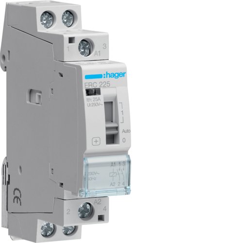 Контактор с ручным управлением 230V Hager ERC225 25A 2но
