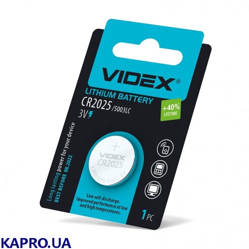 Батарейка літієва Videx CR2025 1шт BLISTER CARD