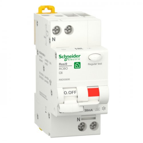 Диференційний автоматичний вимикач RESI9 1P+N 6А 30мА C A 6кА 230В Schneider R9D55606