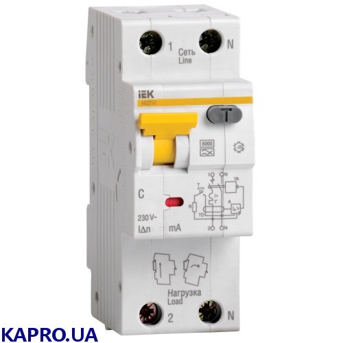 Дифференциальный автоматический выключатель АВДТ32 2-п C 25A 30mA IEK MAD22-5-025-C-30